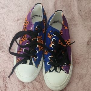 Vibrant Animal Print Canvas Converse
